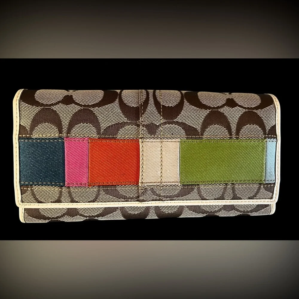 Y2K Coach Signature Multi-Color Stripe Envelope Wallet